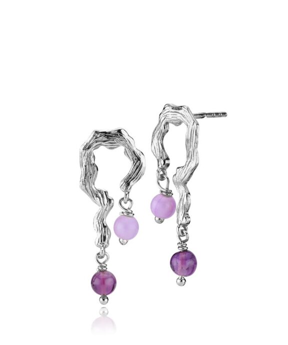 SISTIE X LÆRKE BENTSEN SØLV ØRERINGE MED LILLA -Z1133SWS