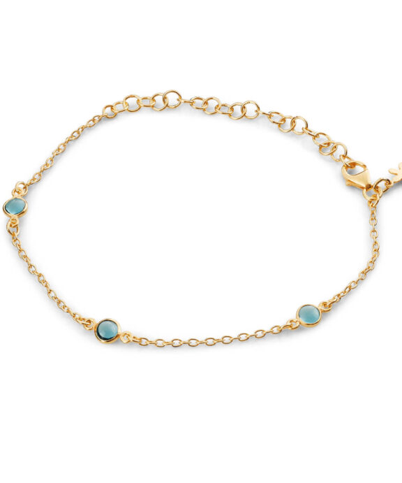 SUSANNE FRIIS BJØRNER FORGYLDT ARMBÅND M 5MM BLÅ KRYSTAL - 1585-2-174