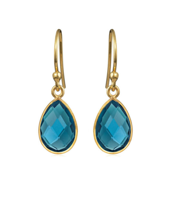 SUSANNE FRIIS BJØRNER ØRERINGE SØLV FORGYLDT BLÅ - 4068-2-174