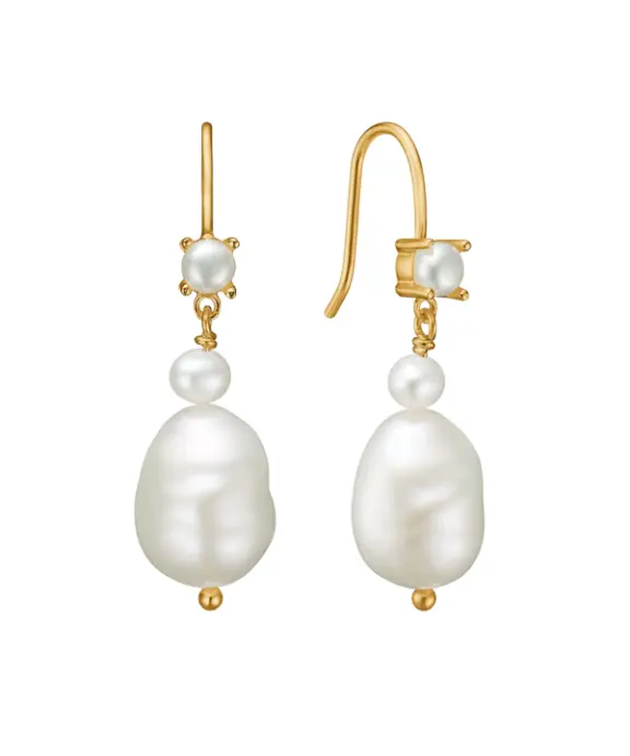 CARRÉ ARCHIVE ØRERINGE SØLV FORGYLDT MED PERLER - FH 4363 BI-BIBI