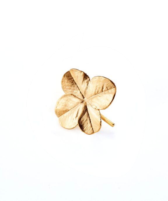FLORA DANICA FIRKLØVER SØLV FORGYLDT BROCHE - FLC-Bro-G