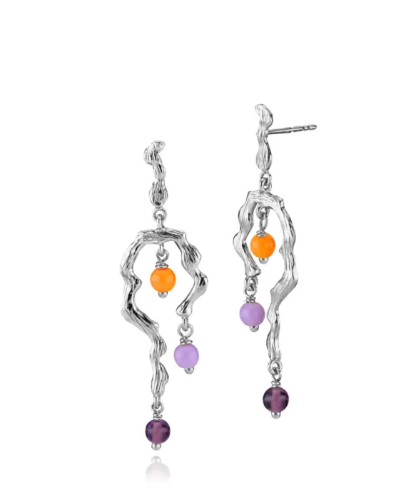 SISTIE BY LÆRKE BENTSEN SØLV ØRERINGE MED AMETHYST - Z1131SWS
