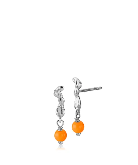 SISTIE BY LÆRKE BENTSEN SØLV ØRERINGE MED CORAL - Z1132SWSCORAL