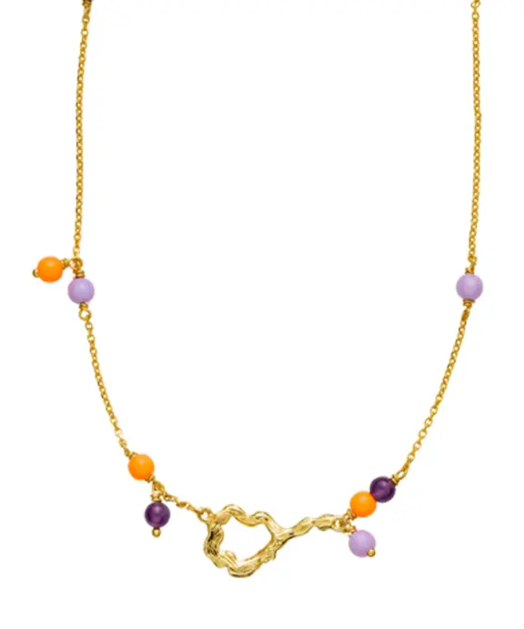 SISTIE BY LÆRKE BENTSEN SØLV FORGYLDT HALSKÆDE MED AMETHYST - Z2028GS