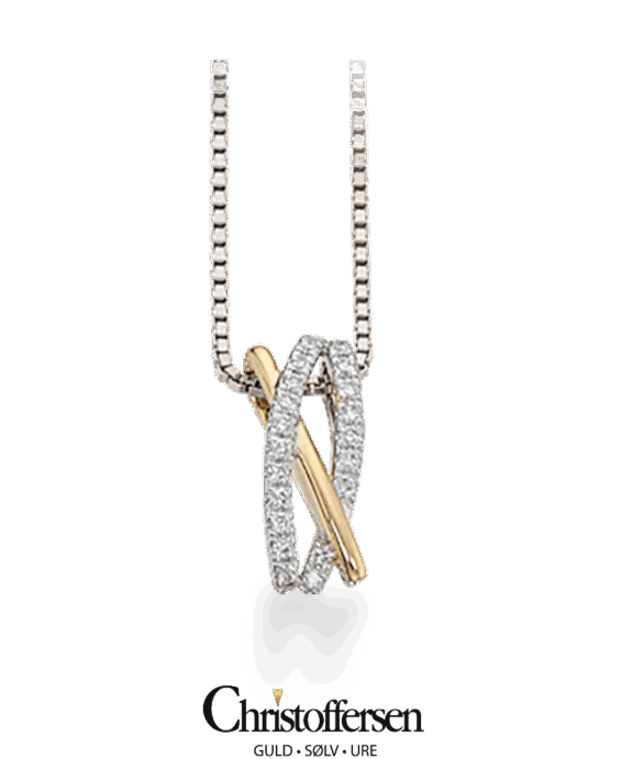 SCROUPLES VEDHÆNG 14 KARAT HVIDGULD OG GULD MED DIAMANTER 0,11 CARAT - 212106