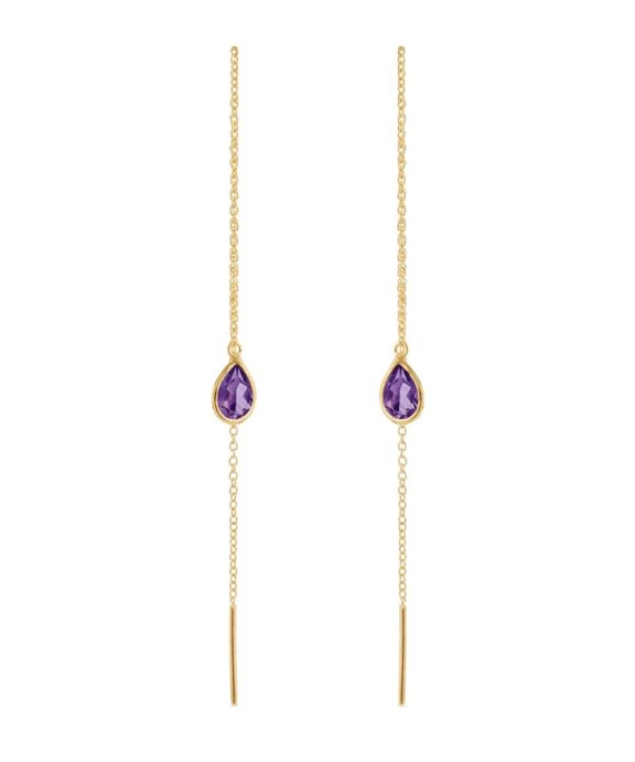 SUSANNE FRIIS BJØRNER ØRERINGE SØLV FORGYLDT KÆDE AMETYST - 5560-2-118