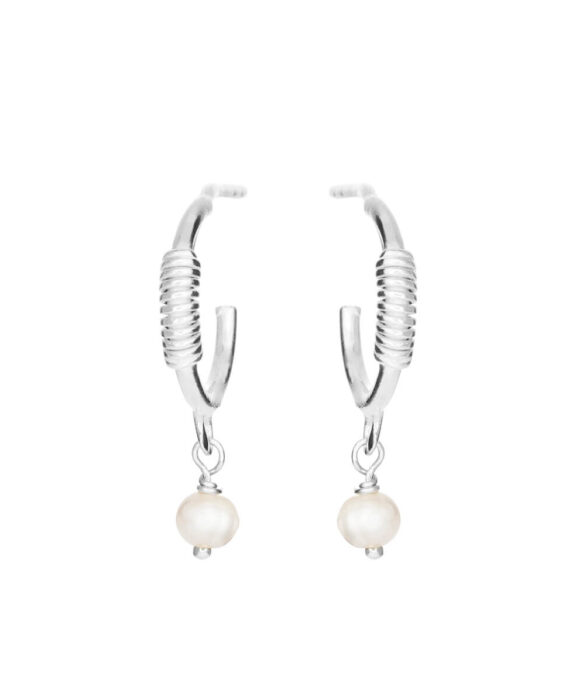SUSANNE FRIIS BJØRNER ØRERINGE SØLV MED PERLE - 5655-1-900