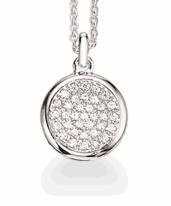 SCROUPLES SØLV HALSKÆDE CIRKEL PAVE -229092