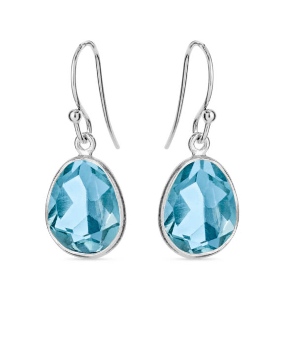 SUSANNE FRIIS BJØRNER SØLV ØRERINGE BLÅ TOPAS - 5568-1-186