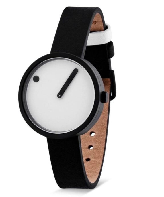 PICTO SORT LÆDER REM OG HVID SKIVE- 43343-4112MB