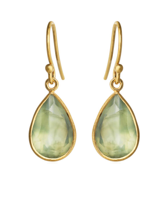 SUSANNE FRIIS BJØRNER SØLV DRÅBEØRERINGE PREHNIT - 4055-2-116