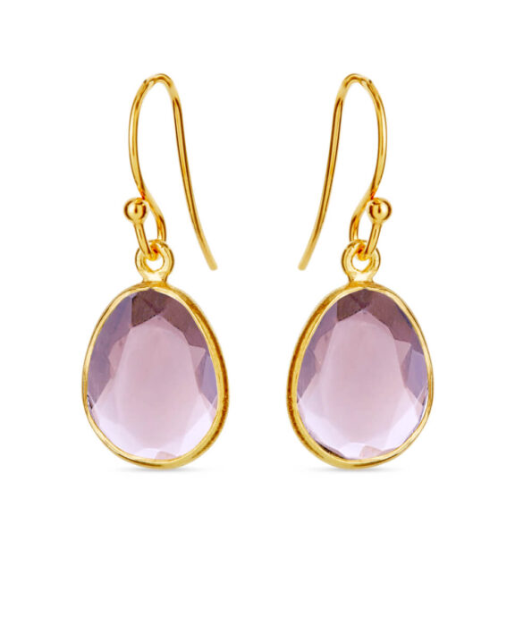 SUSANNE FRIIS BJØRNER FORGYLDTE ØRERINGE LYS AMETYST - 5568-2-198