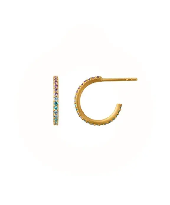 BYBIEHL ØRERINGE SØLV FORGYLDT SPARKLE HOOPS MINI PASTEL - 4-035PA-GP
