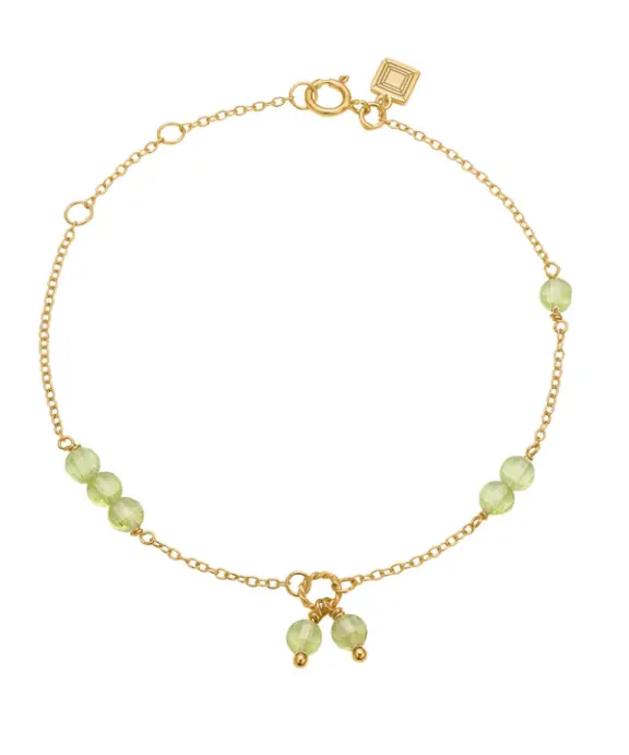 CARRE` SØLV FORGYLDT ARMBÅND MED PERIDOT - FB 4364 PE 16+1,5+1,5CM