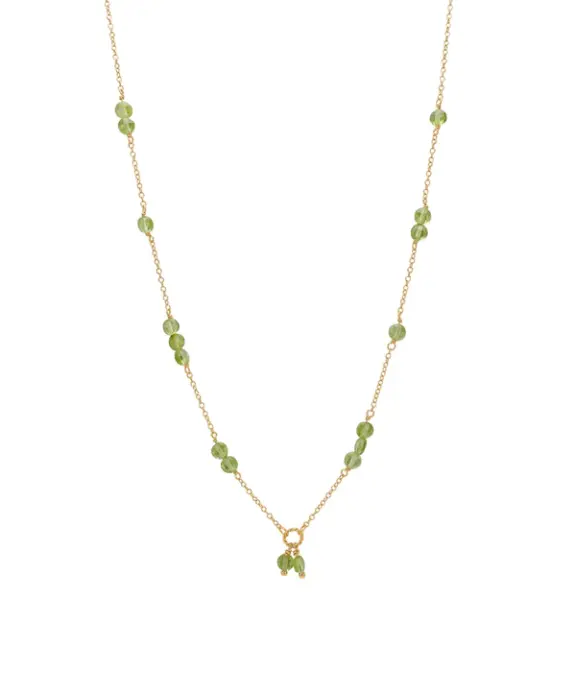 CARRÉ GEM CANDY HALSKÆDE SØLV FORGYLDT MED PERIDOT - FC 4364 PE 38+2,5+2,5CM