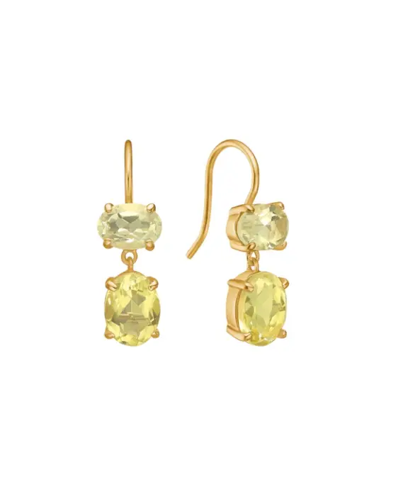 CARRÉ GEM CANDY ØRERINGE SØLV FORGYLDT LEMON KVARTS - FH 4376 LQLQ