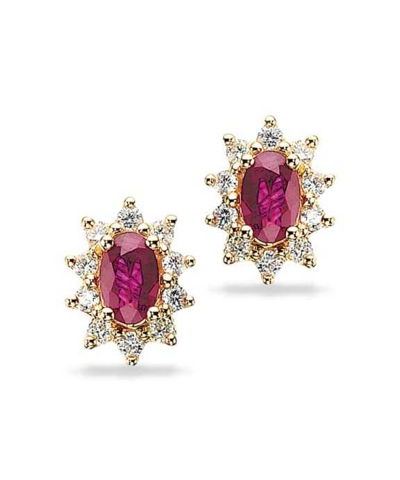 SCROUPLES 14 KARAT GULD ØRERINGE MED RUBIN - 102975