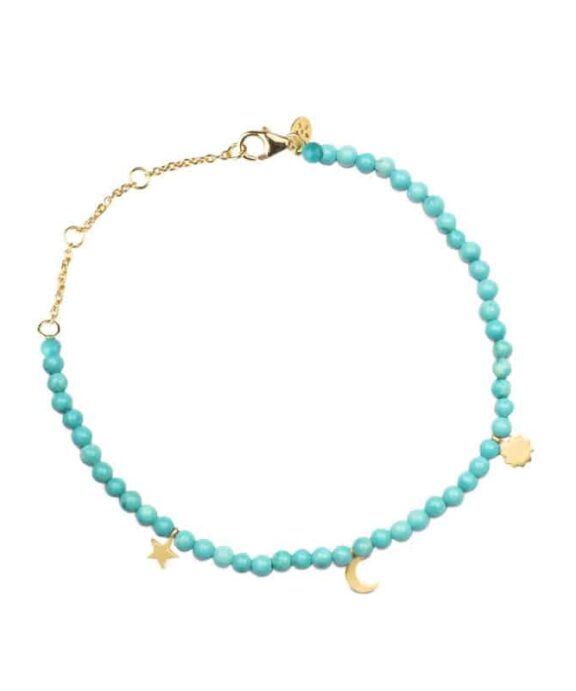 BYBIEHL BELOW THE SKY ARMBÅND TURKISE STEN FORGYLDT SØLV - 2-4403T-GP