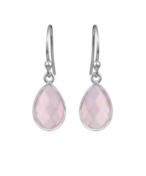 SUSANNE FRIIS BJØRNER SØLV ØRERINGE DRÅBE MED LYS PINK KRYSTAL - 4068-1-112