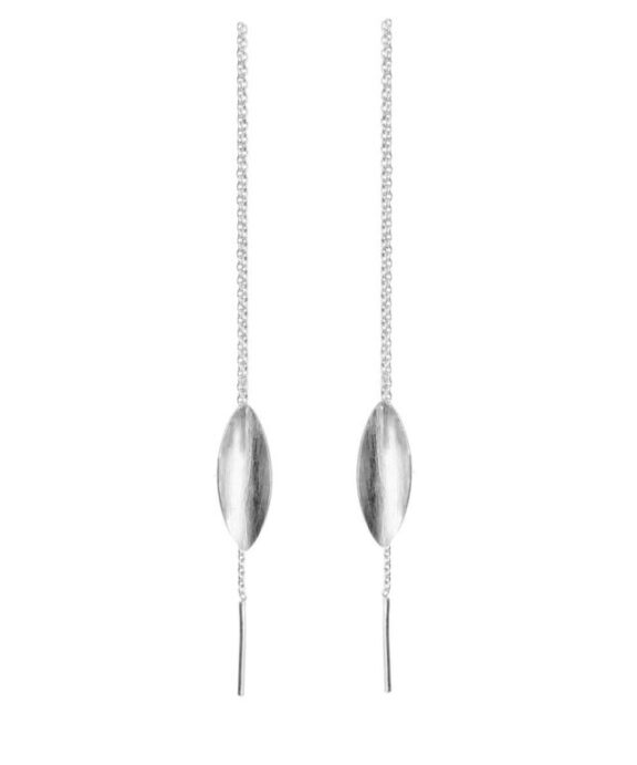 SUSANNE FRIIS BJØRNER SØLV ØRERINGE KÆDE MED BUKKET BLAD - 5263-1