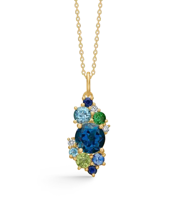 MADS Z FOUR SEASONS WINTHER 14 KARAT VEDHÆNG MED ÆGTE STEN OG DIAMANTER - 1536031