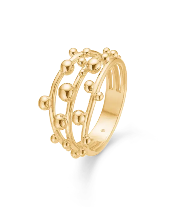 MADS Z BUBBLES 14 KARAT GULD RING MED TRÅD OG SMÅ KUGLER - 1540166