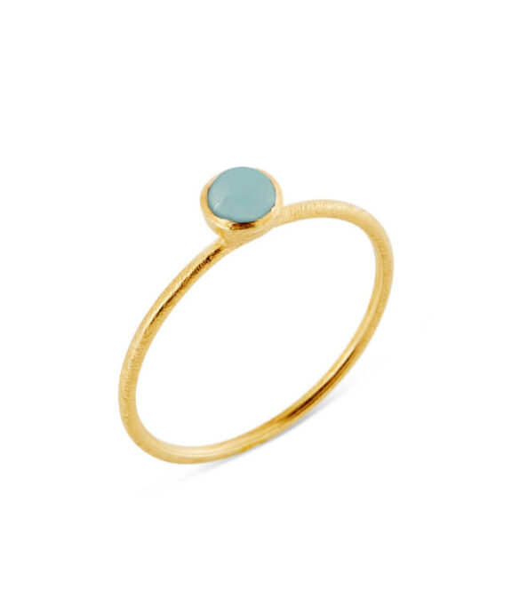 SUSANNE FRIIS BJØRNER SØLV FORGYLDT RING MED BLÅ KRYSTAL STR 52- 1686-2-111