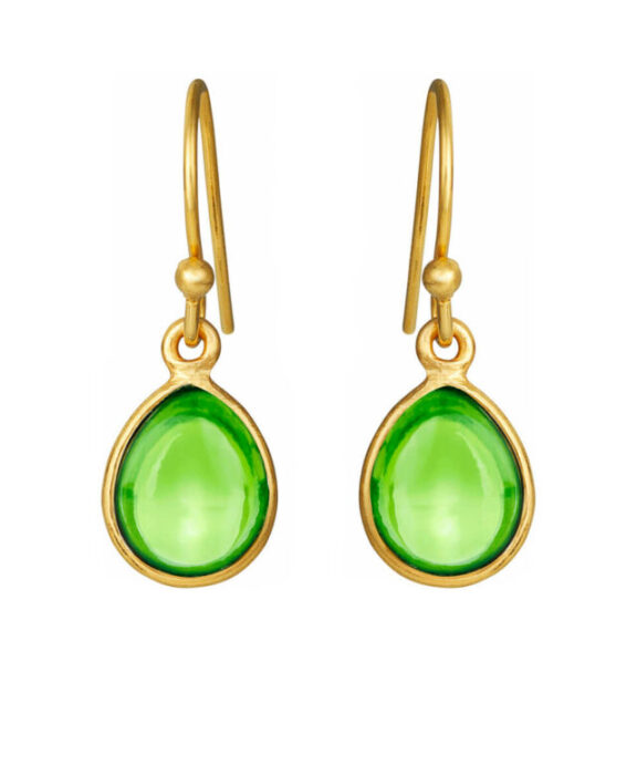 SUSANNE FRIIS BJØRNER SØLV FORGYLDT ØRERINGE MED GRØN PERIDOT KRYSTAL - 5249-2-200
