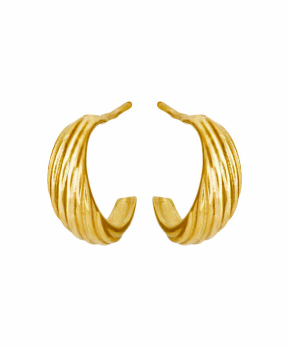 SUSANNE FRIIS BJØRNER SØLV FORGYLDT ØRERINGE MØNSTER HALVCREOL  -  5651-21