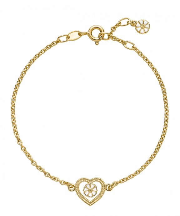 LUND SØLV FORGYLDT ARMBÅND SNOET MED HJERTE - 9015064-M