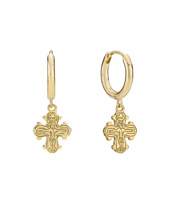 LUND COPENHAGEN SØLV FORGYLDT ØRERINGE MED DAGMAR KORS - 9091264-F