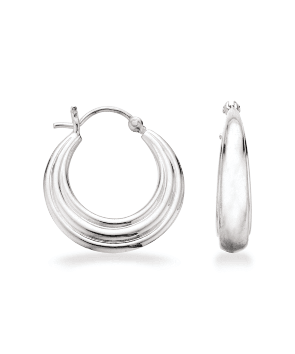 SCROUPLES SØLV ØRERINGE CREOLER MED RILLER - 157272