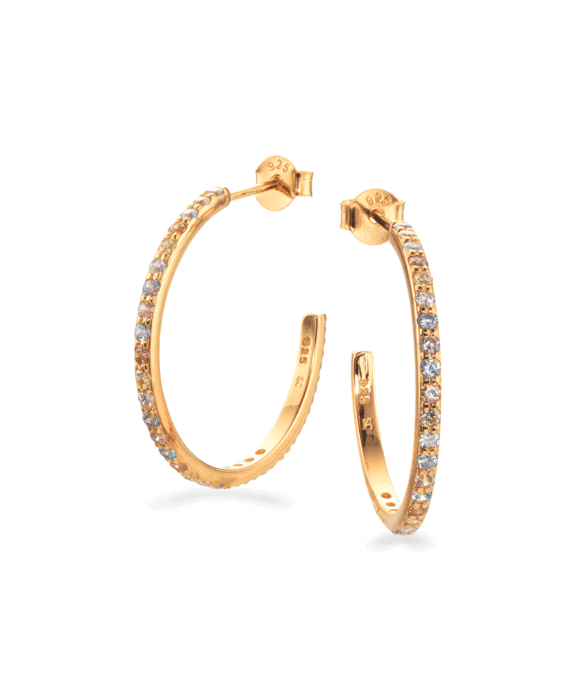 SCROUPLES SOHO SØLV FORGYLDT ØRERINGE RAINBOW CREOL - 158042