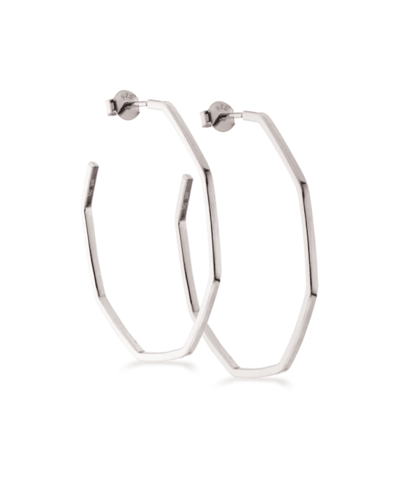 SCROUPLES SØLV ØRERINGE CREOL KANTET - 158092