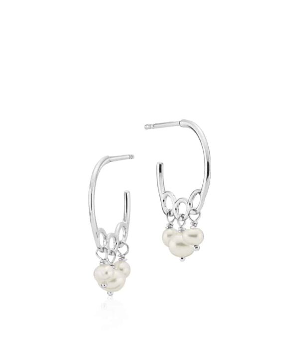IZABEL CAMILLE MAJESTY SØLV ØRERINGE CREOL MED PERLER - A1768SWSWHITE
