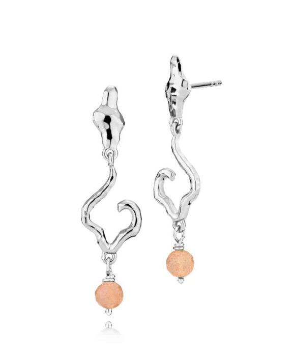 IZABEL CAMILLE LOUISA SØLV ØRERINGE MED PEACH MÅNESTEN - A1769SWSPEACHMOONSTONE
