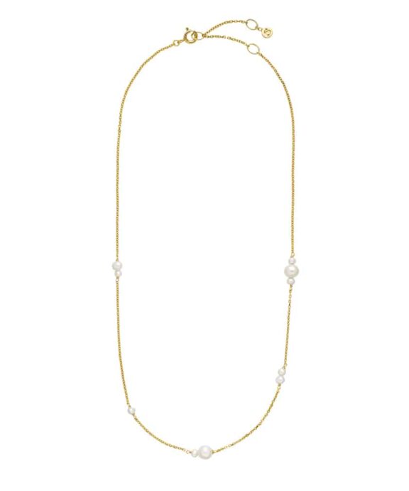IZABEL CAMILLE MAJESTY SØLV FORGYLDT HALSKÆDE MED PERLER - A2054GSWHITE