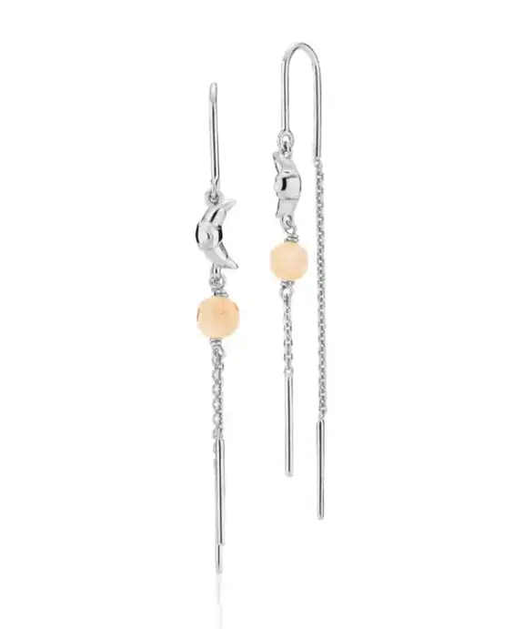 SISTIE FREDERIKKE WÆRENS SØLV ØRERINGE MED CROISSANT OG MÅNESTEN - Z1154SWS