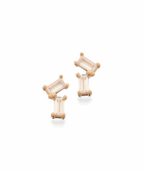SCROUPLES 8 KARAT GULD ØRERINGE BAGUETTE -  122223