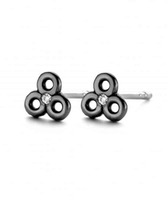 SPIRIT ICONS BLUSH ØRERINGE SØLV SORT MED STEN -  41443