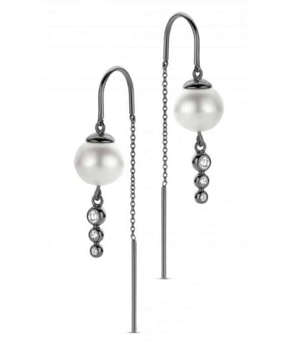 SPIRIT ICONS SWAN ØRERINGE SØLV RHUTINERET MED FERSKVANDSPERLER OG ZIRKONIA - 41693