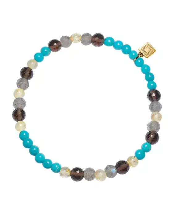 CARRE ARMBÅND SØLV FORGYLDT MED TURKIS - FB 4406 LBGRTSTTQ 17,5cm