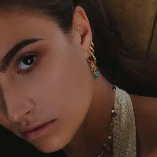 CARRE ØRERINGE SØLV FORGYLDT FLET 2CM - FH 4400 2CM - Billede 2