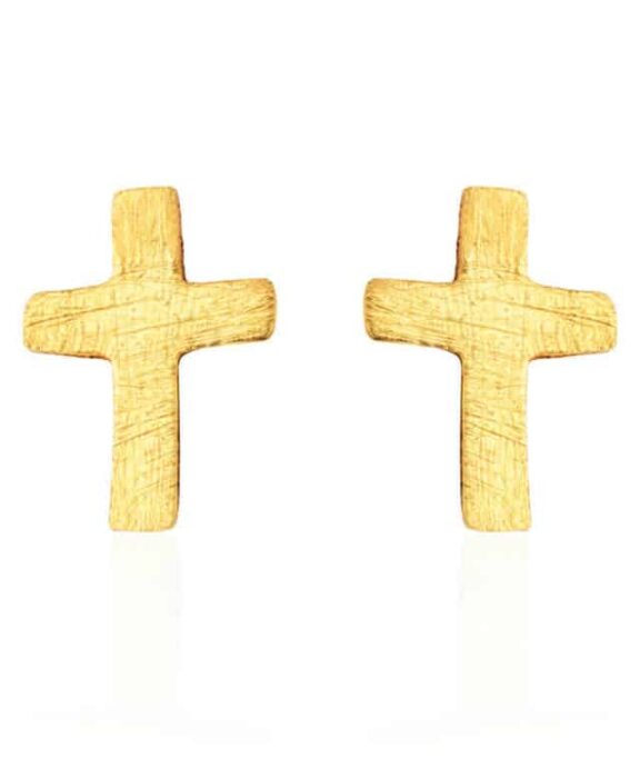 SUSANNE FRIIS BJØRNER SØLV FORGYLDT ØRERINGE KORS - 5311-2