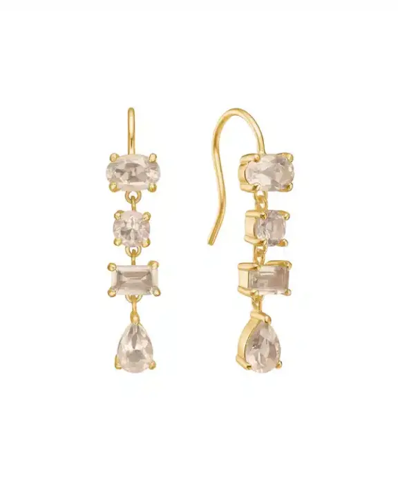CARRÉ UNICORN SØLV FORGYLDT ØRERINGE MED CHAMPAGNE QUARTS - FH 4418 CHQ