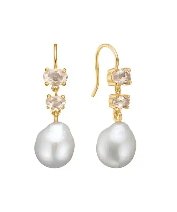 CARRÉ UNICORN SØLV FORGYLDT CHAMPAGNE QUARTS OG BAROK PERLE - FH 4425 CHQBAROQUE