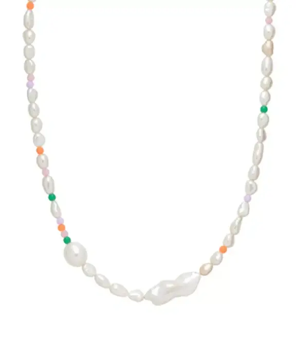 SISTIE ANNE SOFIE KRABBE SØLV FORGYLDT PERLE HALSKÆDE - Z2034GS