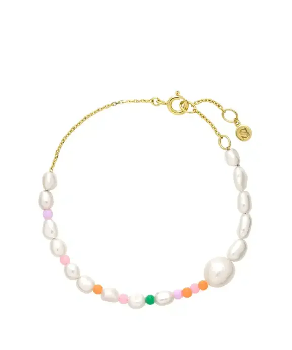 SISTIE ANNE SOFIE KRABBE SØLV FORGYLDT PERLEARMBÅND- Z3042GS