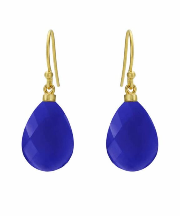 SUSANNE FRISS BJØRNER SØLV FORGYLDTE ØRERINGE MED BLÅ KRYSTAL - 5275-2-113