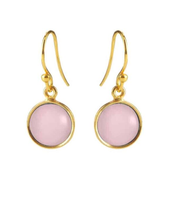 SUSANNE FRISS BJØRNER  SØLV FORGYLDT ØRERINGE LYS PINK KRYSTAL - 5521-2-112